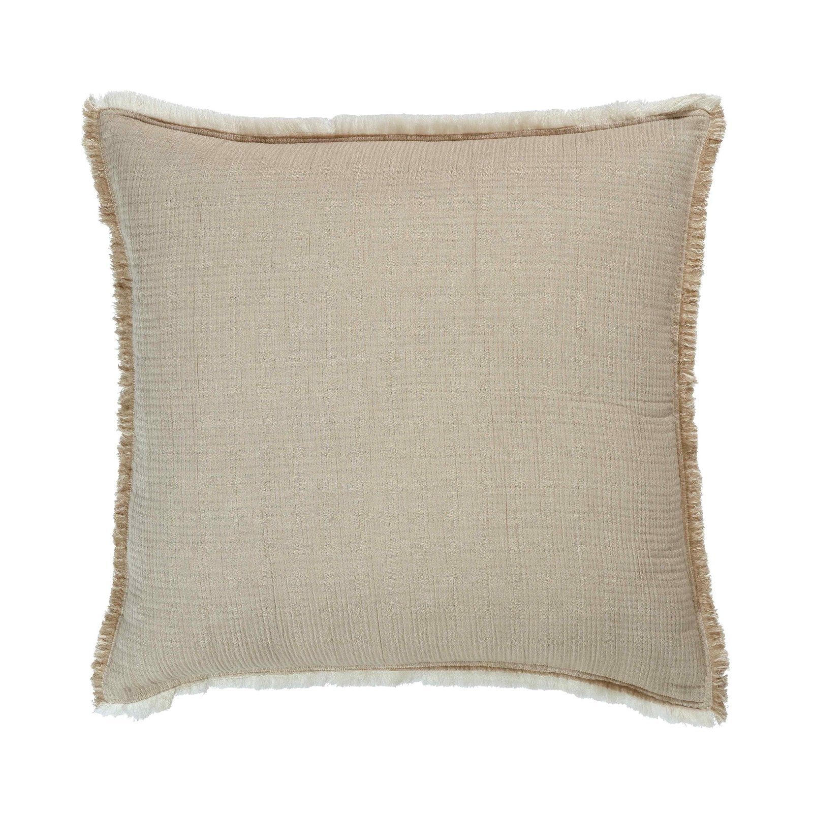 ES-101-2626_1|Cozy textured beige blanket with fringed edges, soft woven throw for warmth and decorative home comfort.