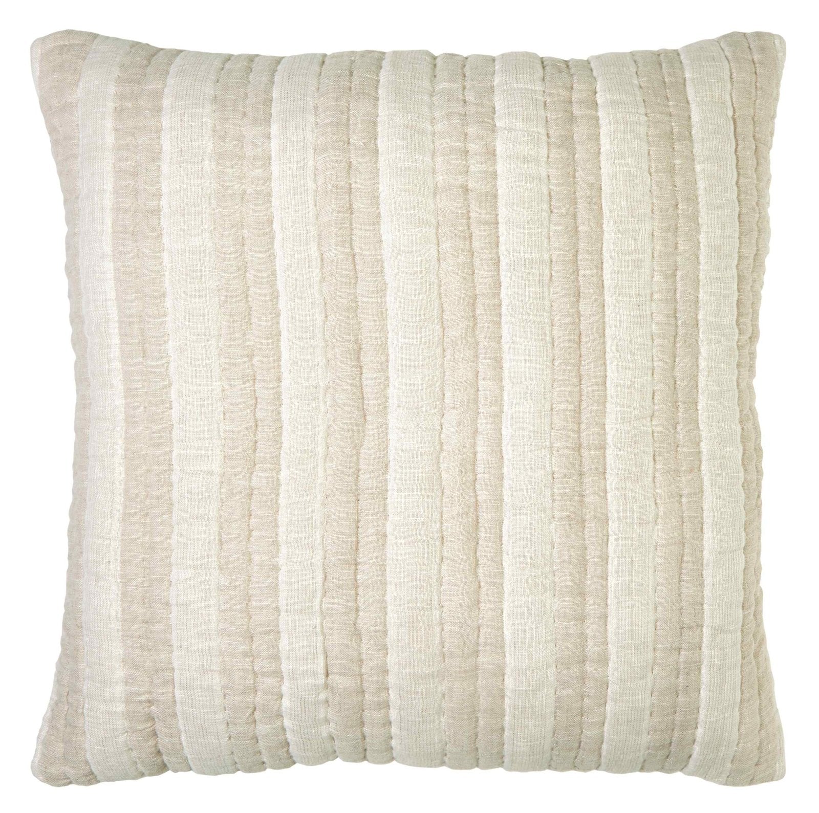 ES-318-2626_1|Warm beige quilted sham with prominent vertical striped pattern. A cozy and inviting addition for your bedroom decor.