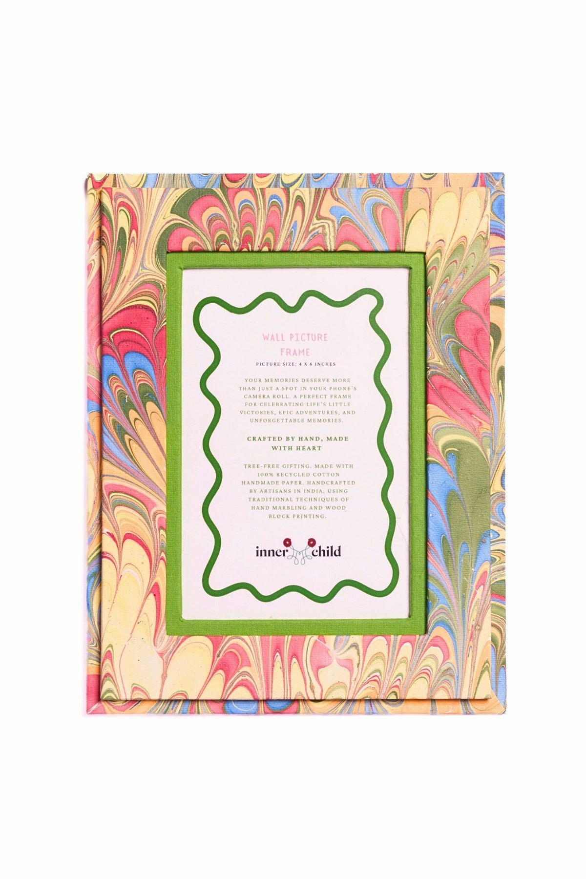 Multicolor hand-marbled 4x6 picture frame by Inner Child