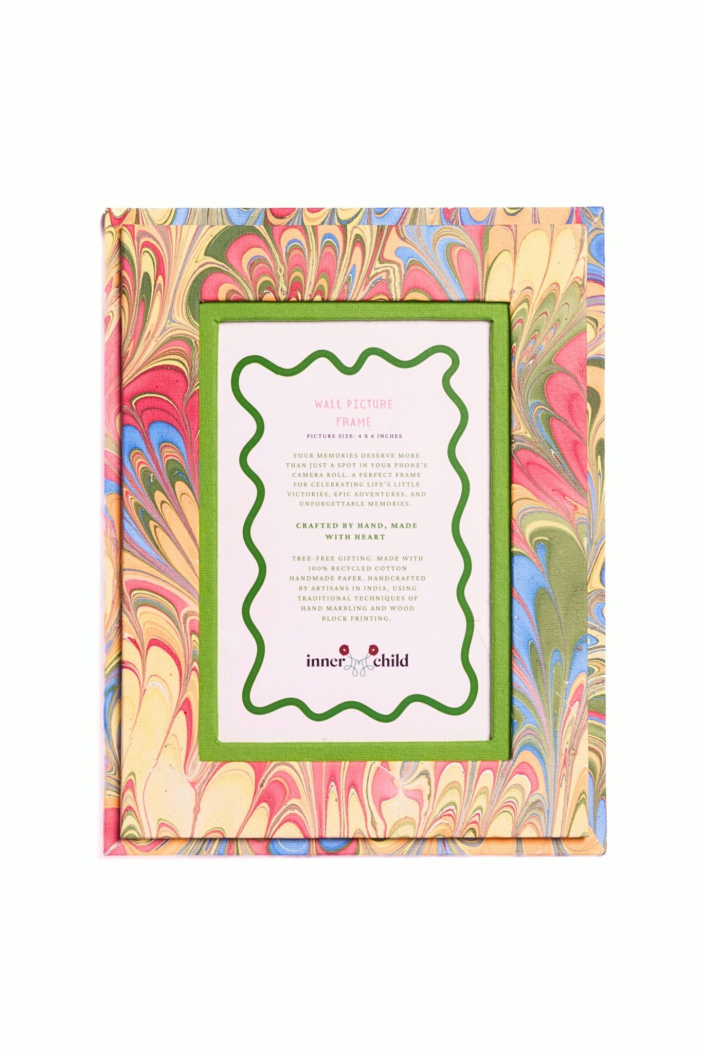 Multicolor hand-marbled 4x6 picture frame by Inner Child