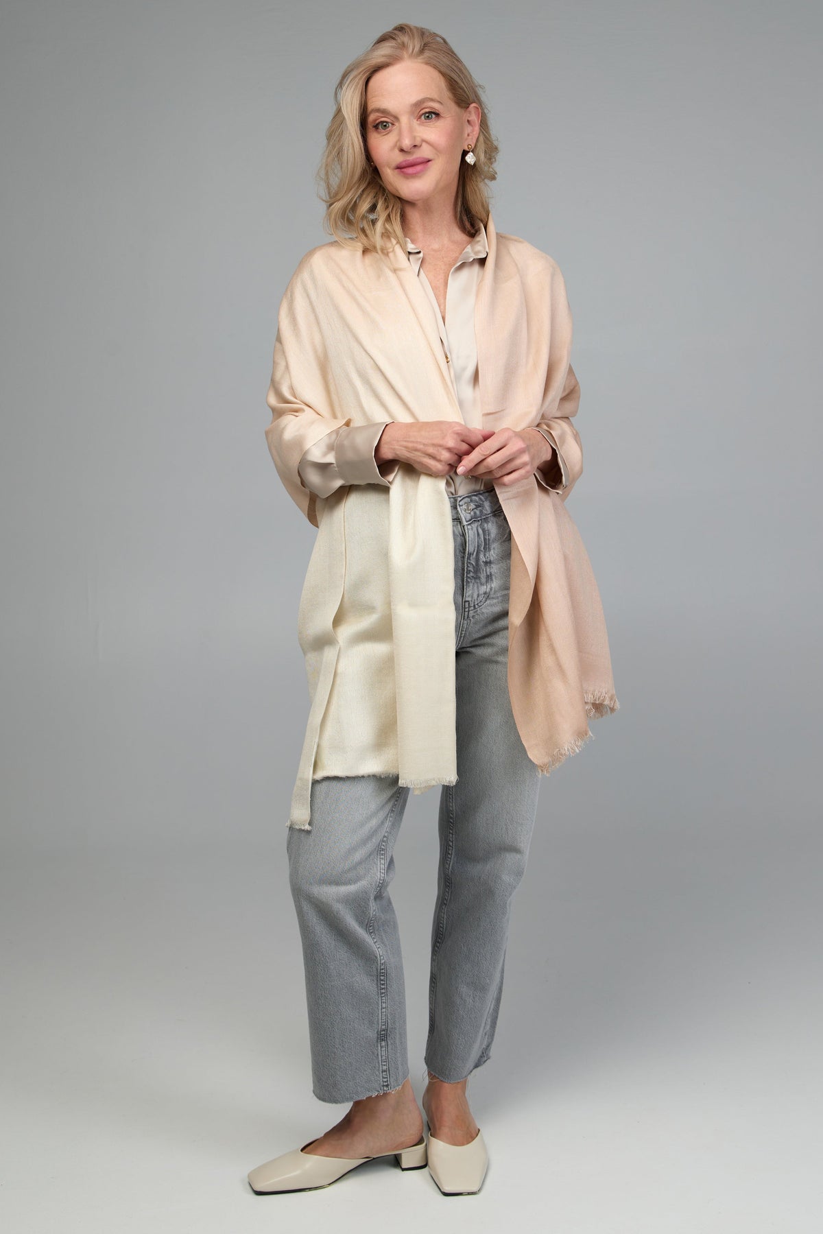 Cashmere Silk Scarf Ombre - Seashell