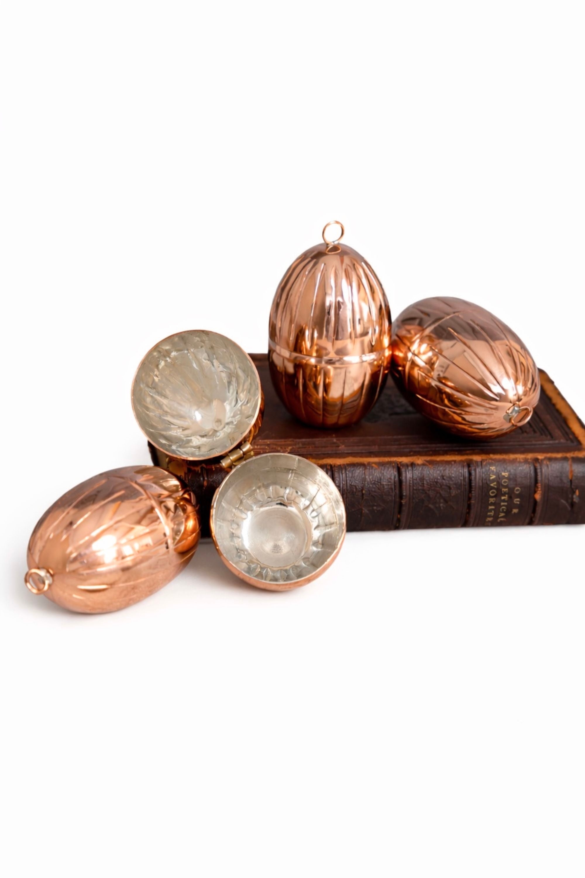 CMK Vintage Inspired Copper Handmade Egg Ornaments (Set of 2 or 4)