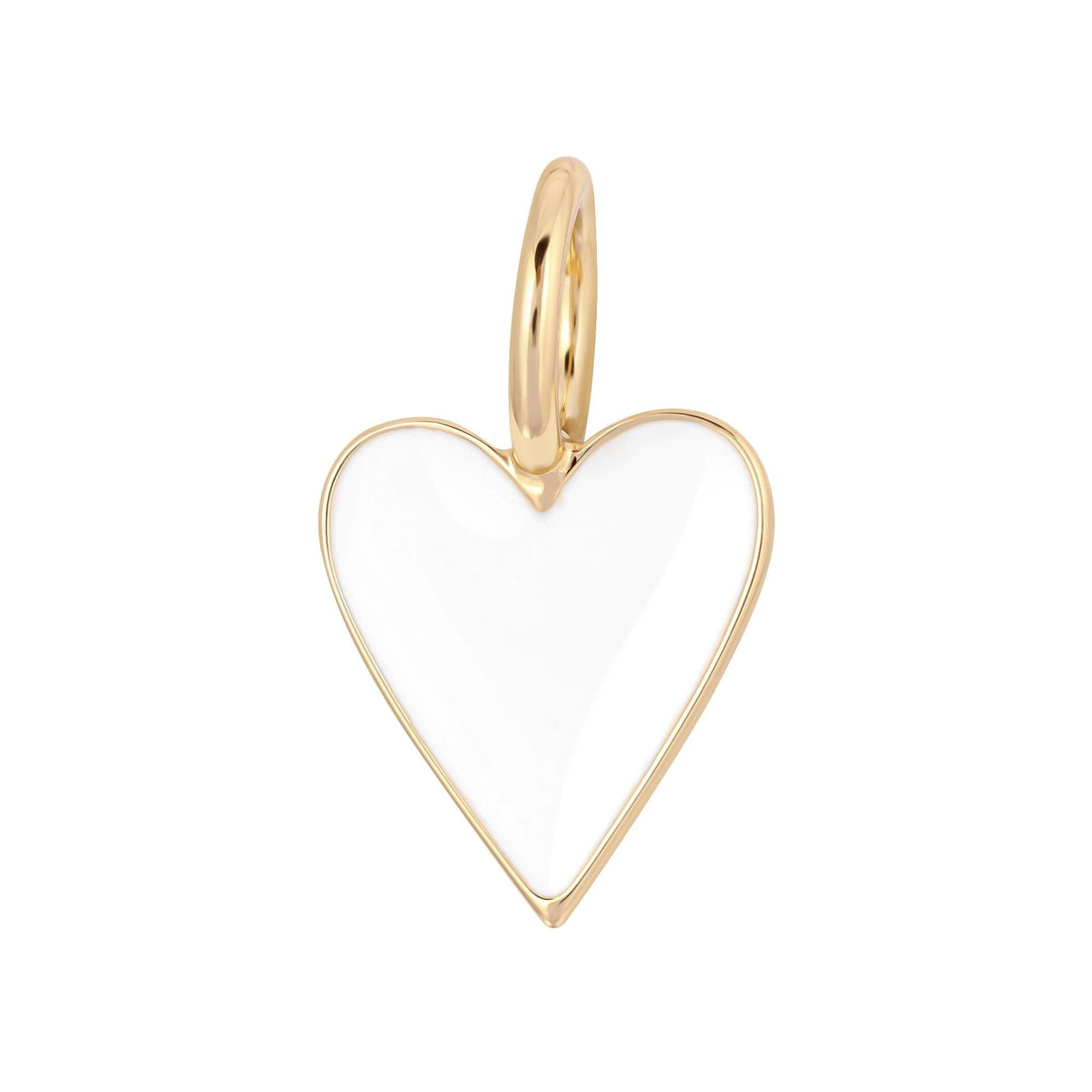 Gold-trimmed white heart enamel pendant from Small Enamel Helena Pendant collection