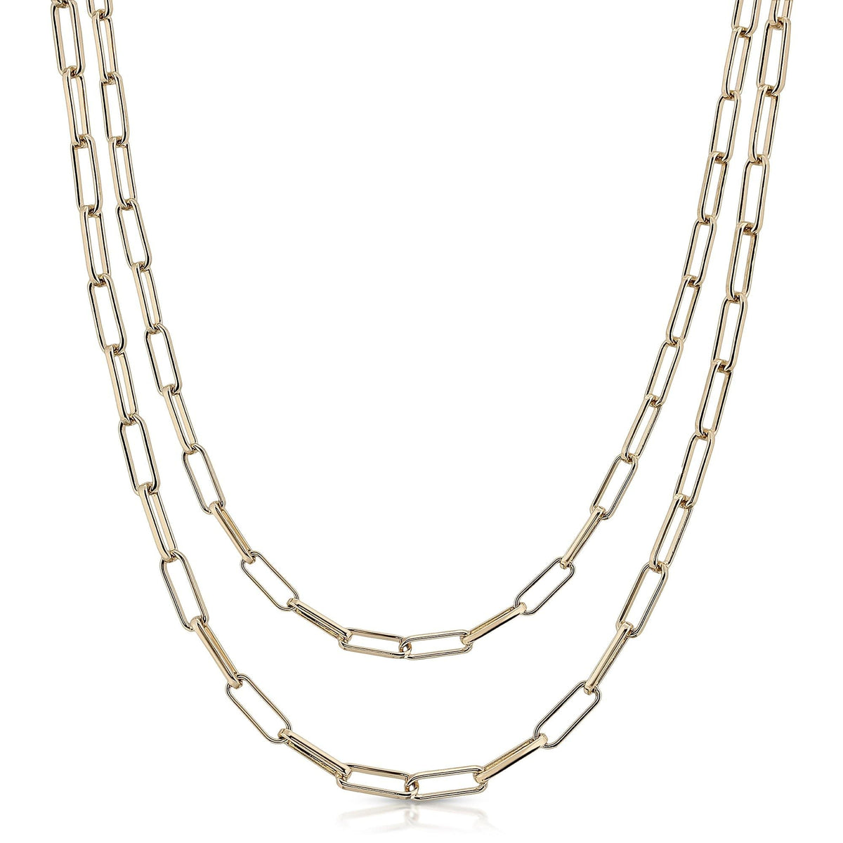 Gold-toned Double Elongated Link Mask Chain Necklace for stylish vibes