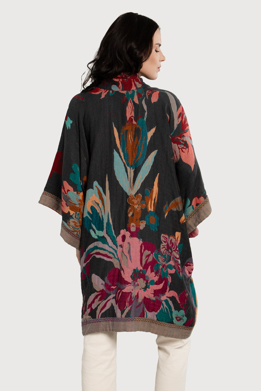 Floral Cotton Kimono Jacket - Dark Multi