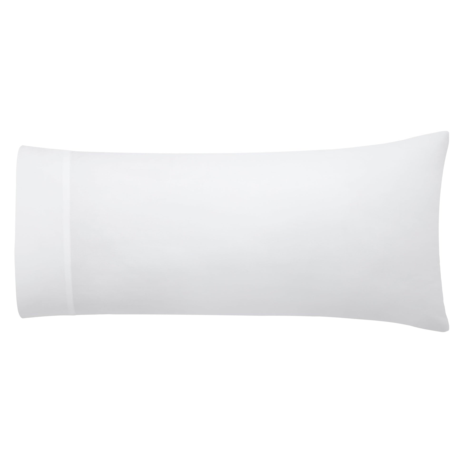 AKP-547-2040_3|Single white 100% cotton standard-size pillowcase with a smooth finish and plain weave, featuring a folded cuff border.
