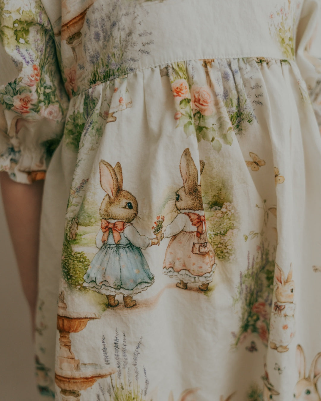 Aoki Dress-Woodland Bunny | Three-Quarter Sleeve