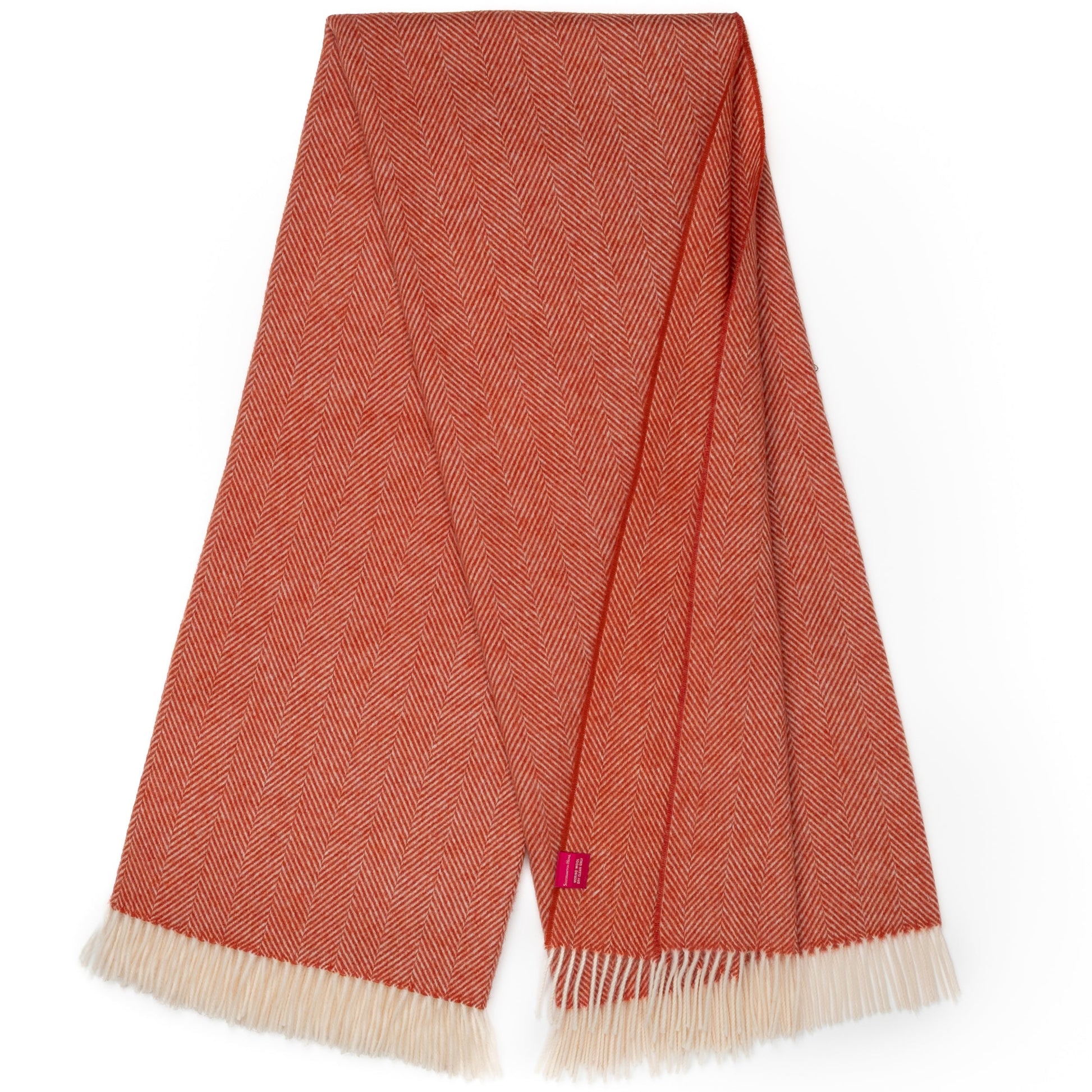 Southampton Home Merino Wool Herringbone Throw (Melon)-Throws and Blankets-[bar code]-Prince of Scots
