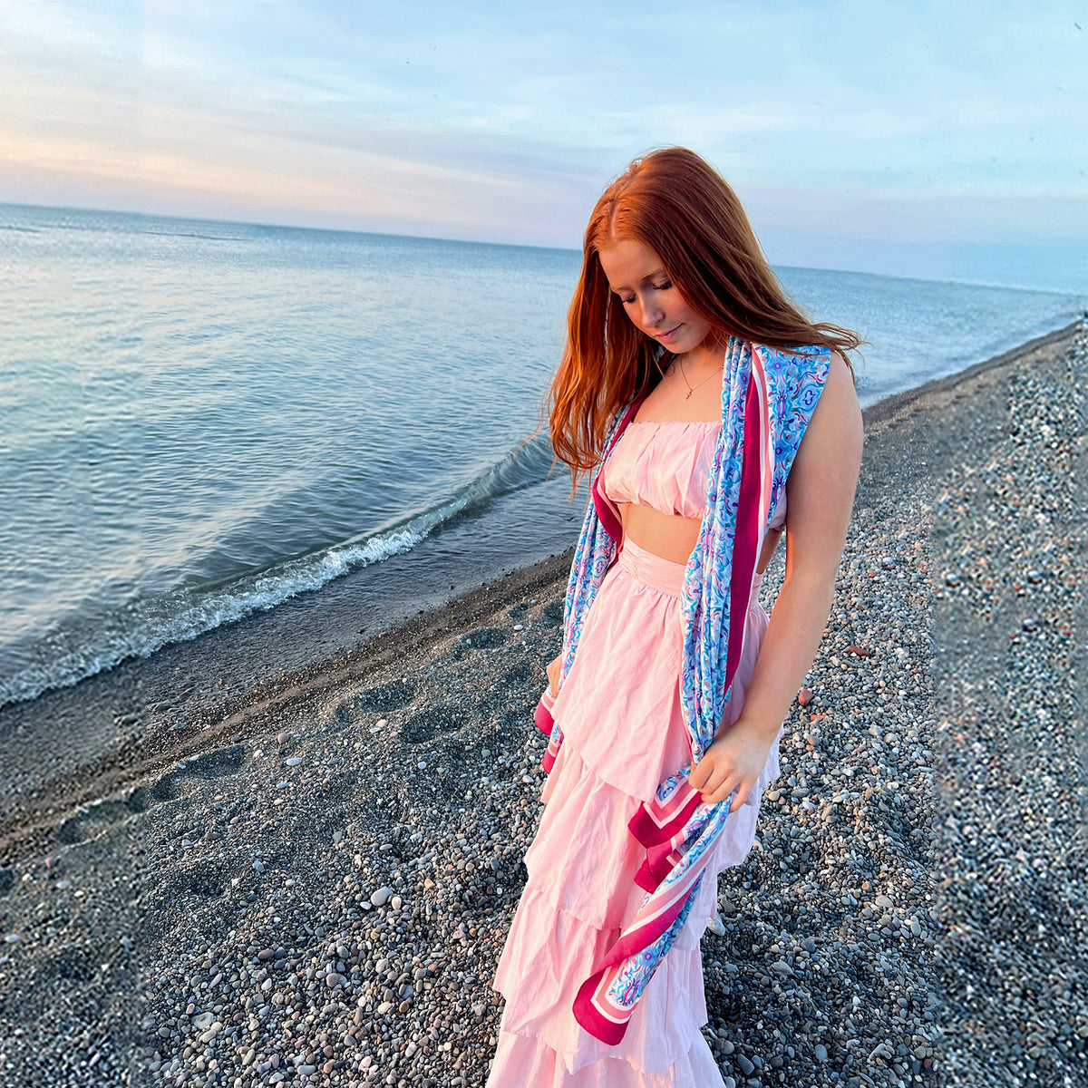 Magenta C Silk Warp / Scarf / Sarong  - 44X72″
