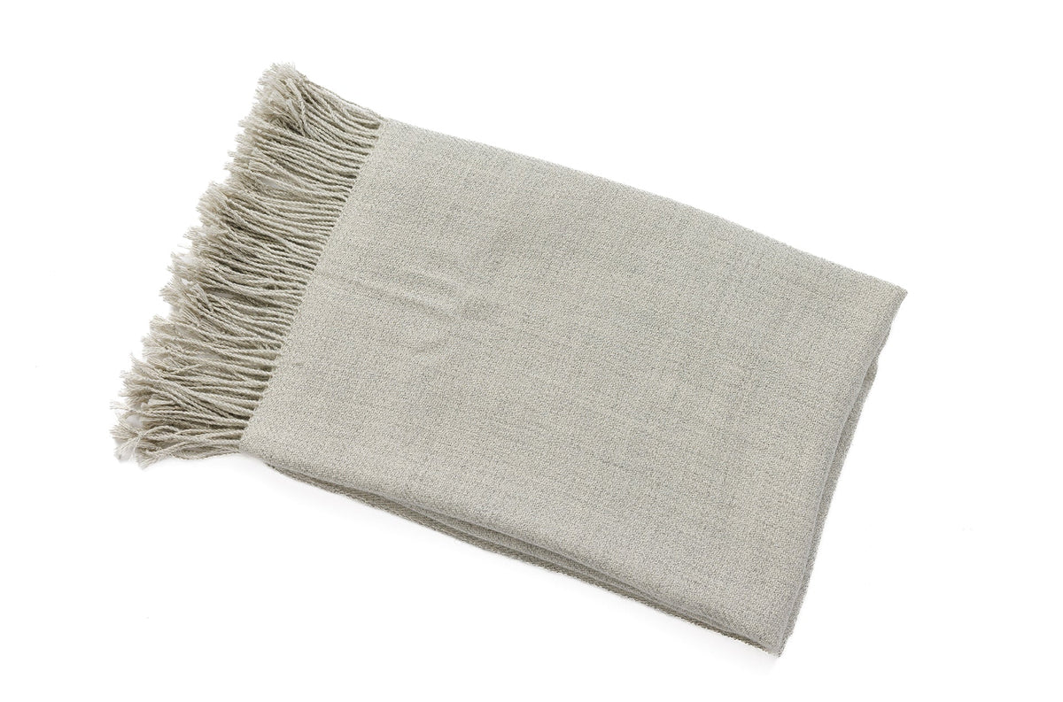 gray fringed alpaca throw blanket