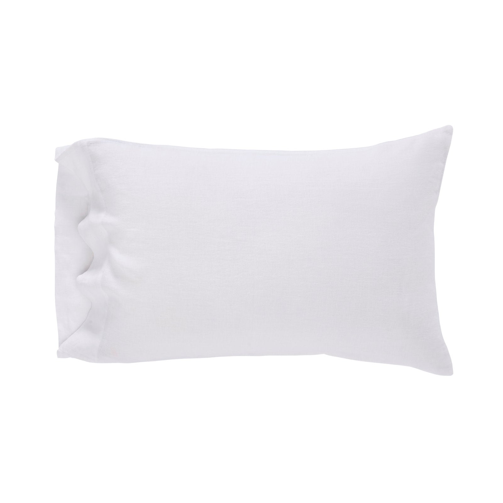 ASP-514-2032_1|Pure white 100% Linen sheet pillowcase with a casual, relaxed look, offering breathable, durable, and natural comfort for sleep.
