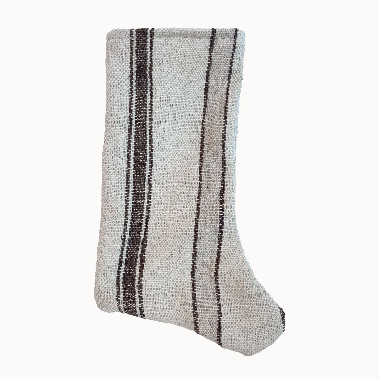 Handwoven Christmas Stocking - Vintage Neutral Stripes