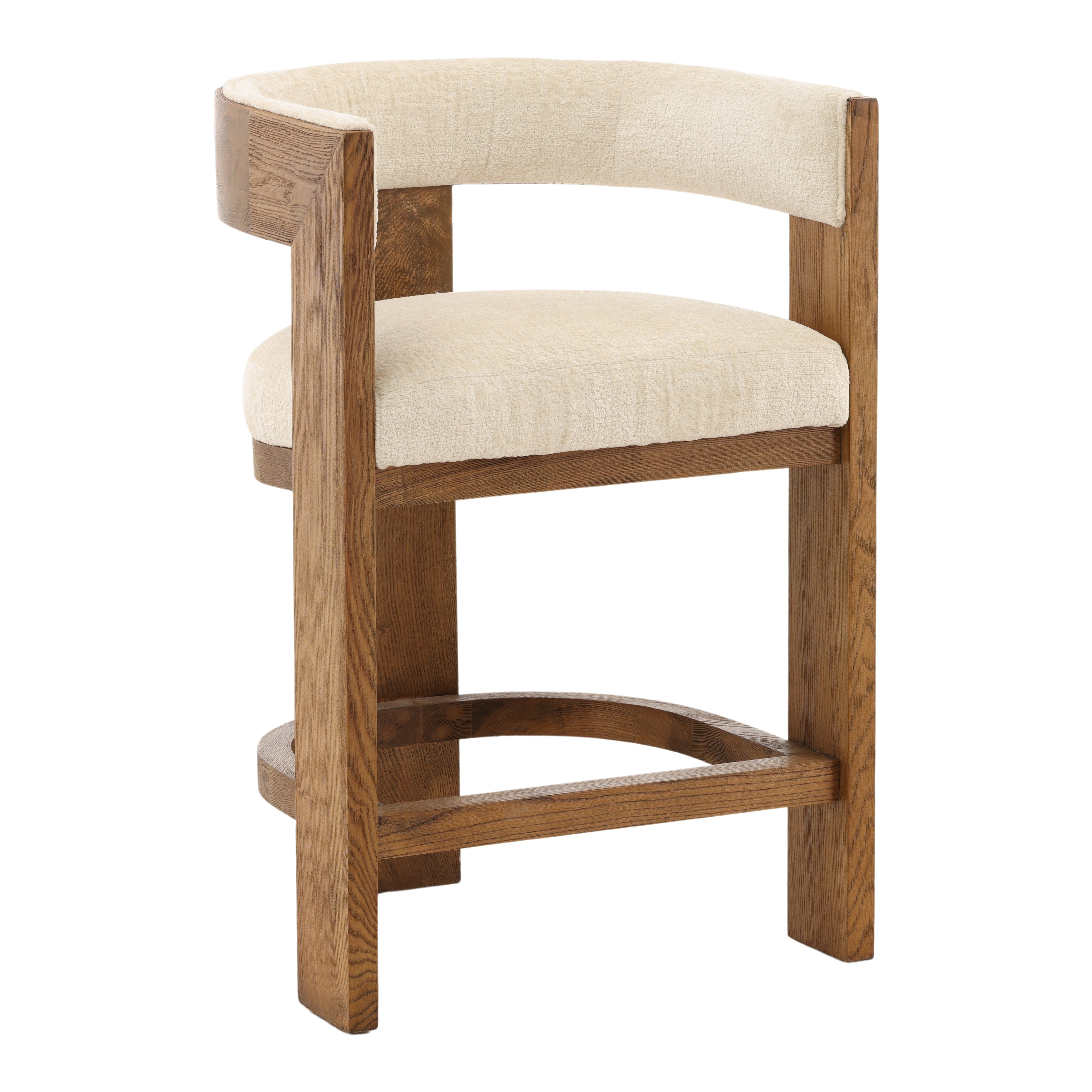 Noa Cream Upholstered Counter Stool with Solid Ash Wood Frame