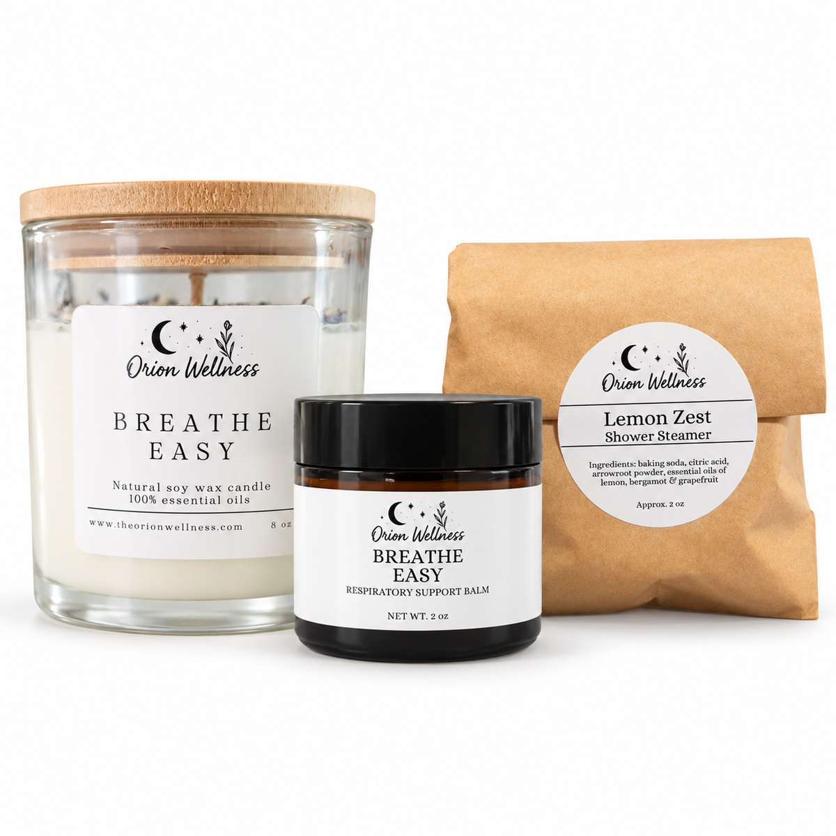 Breathe Easy Shower Ritual by Orion Wellness on a white background