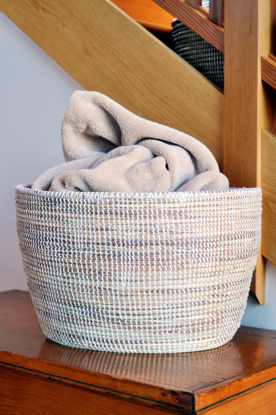 Solid White Knitting Basket Default Title