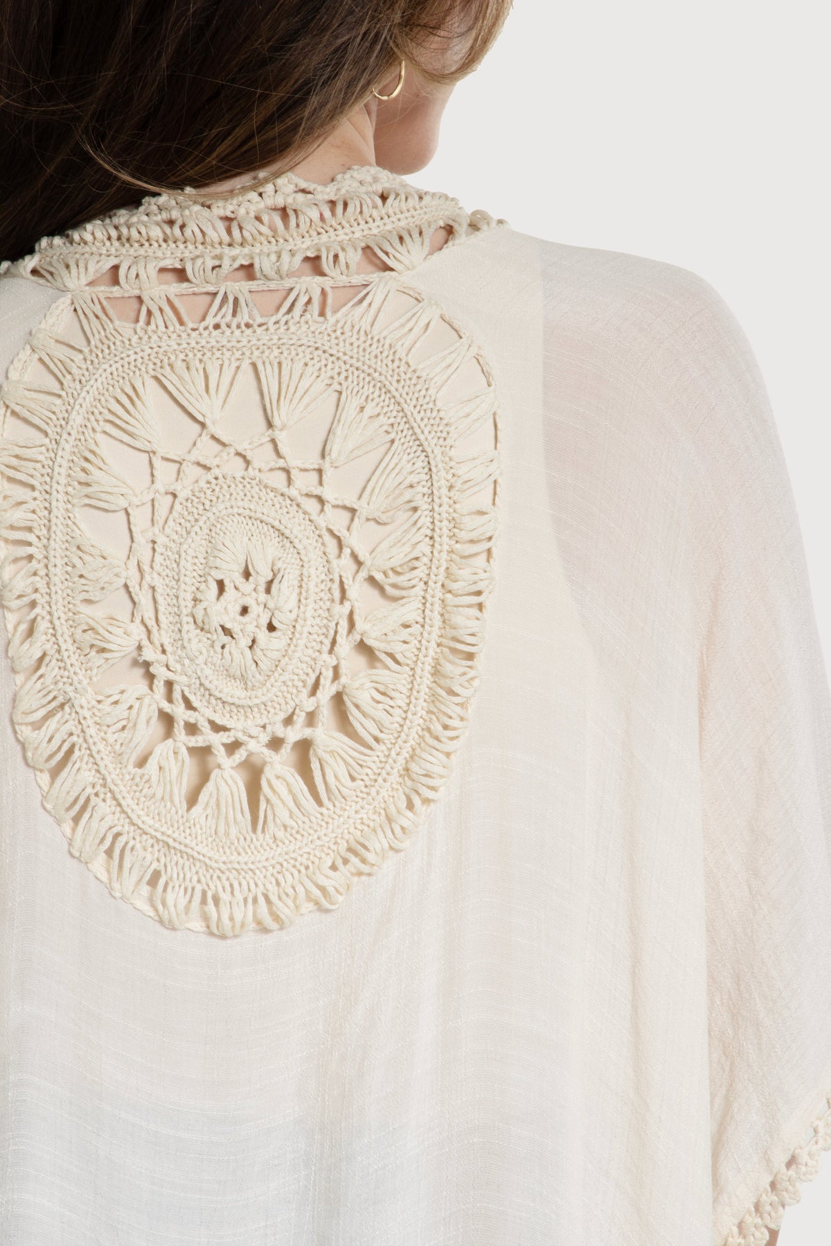 Costa Crochet Kimono Cover Up - Ivory