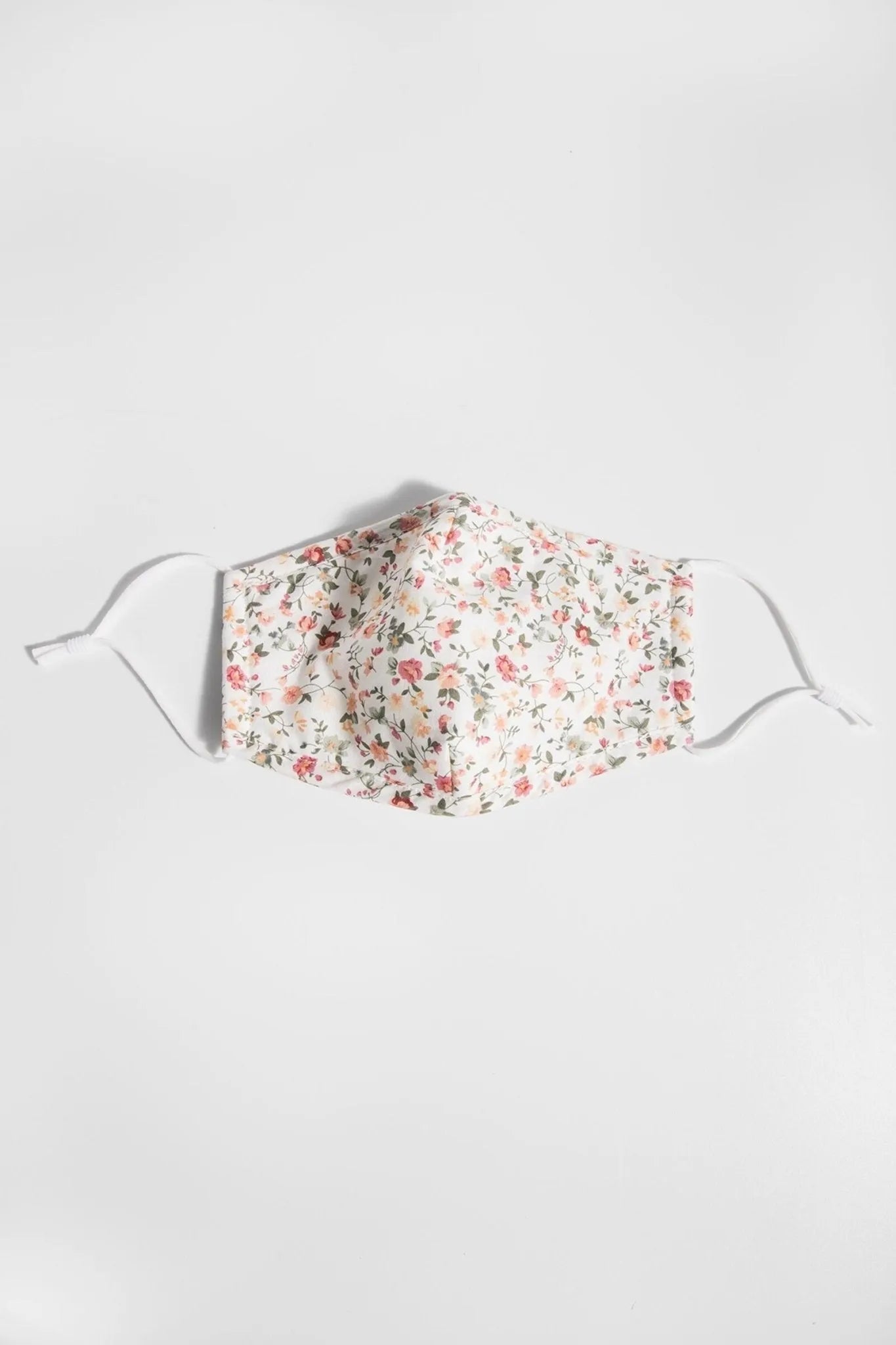 Adjustable Floral Face Mask with Two PM2.5 Filters White