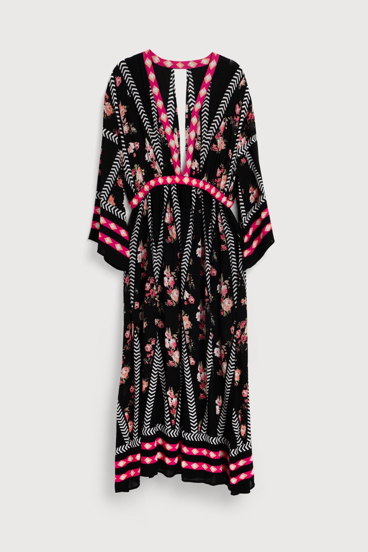 Aztec Floral Keyhole Kaftan - Black Combo