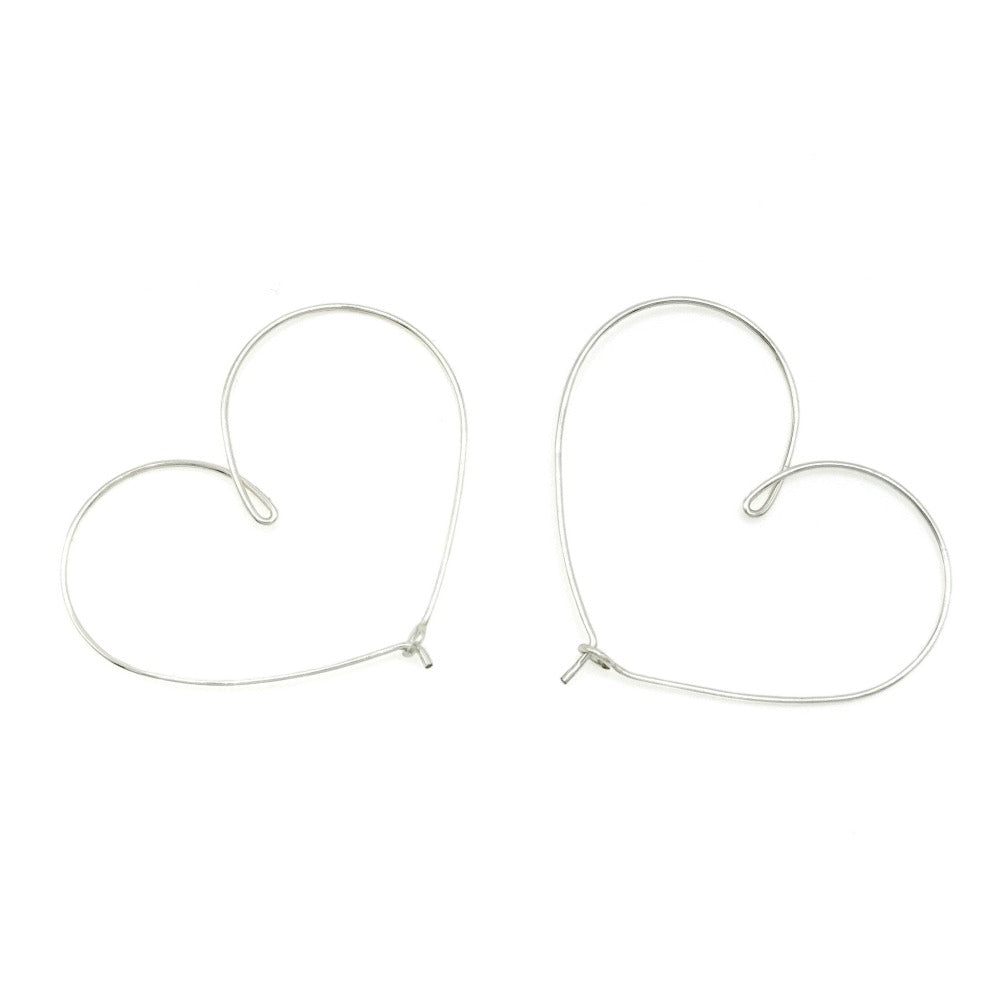 Large silver heart hoop earrings