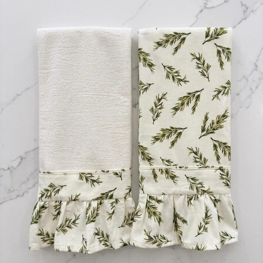 Rosemary Ruffled Kitchen Towels (Set of 2)