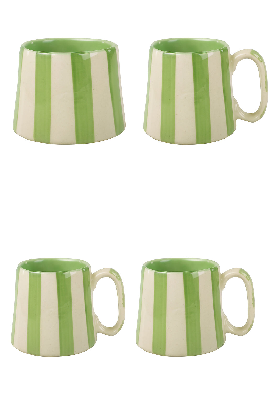 Ceramic Green Stripe  Coffee cup - 3.5 x 2.5 Inches ( Set of 4 )