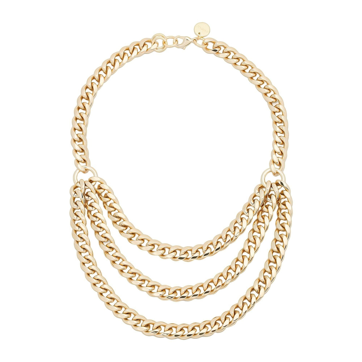 Gold-toned multi-strand curb chain necklace from Triple Layer Curb Chain Necklace collection
