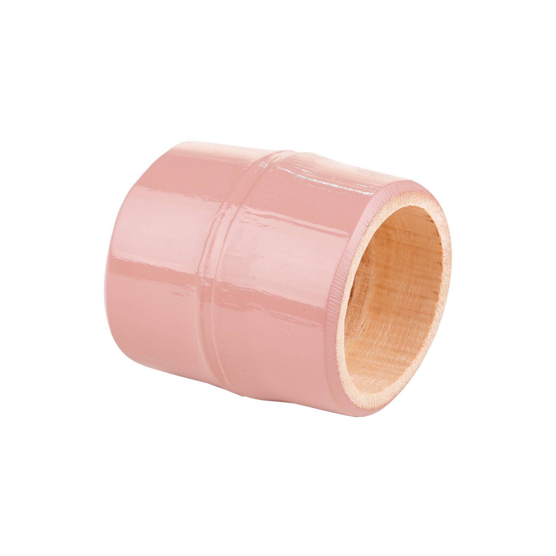 Natural bamboo napkin ring in pink by Talah Home — simple elegant Brazilian table accessory