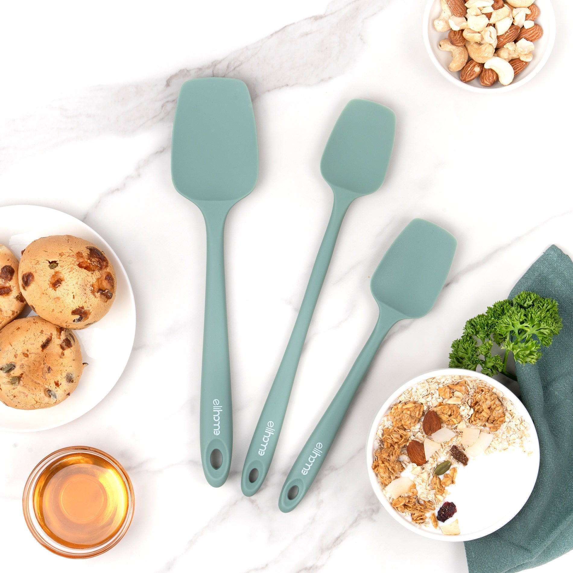Black Silicone Spatula | 3 Piece Spatula Set | Elihome