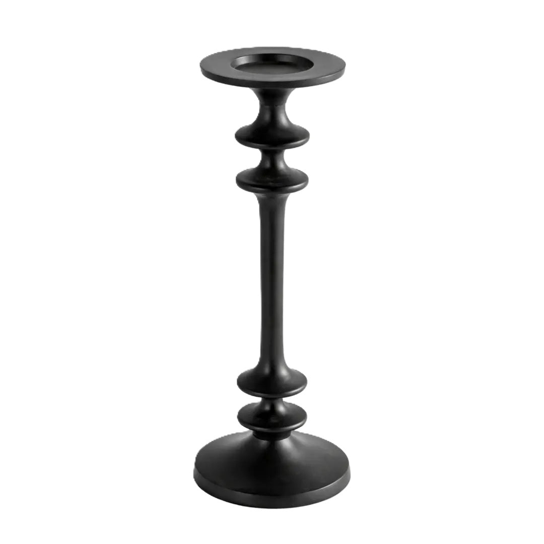 Classic Tall Black Aluminum Candle Holder for Table Decor, 14 Inches