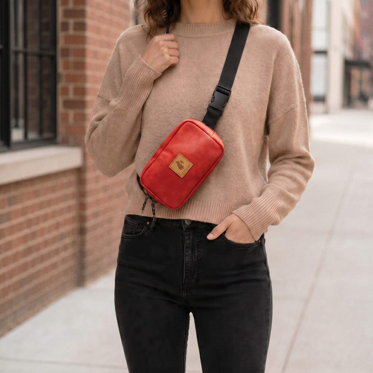 Canvas Crossbody Belt Bag Pouch, The Everywhere Belt Bag #color_red