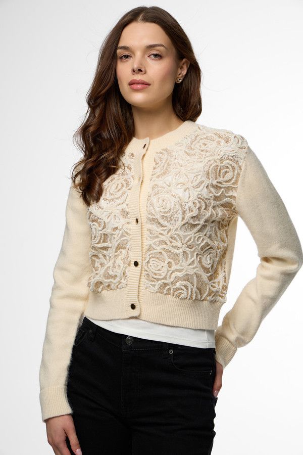 Floral Sketch Lace Cardigan - Ivory