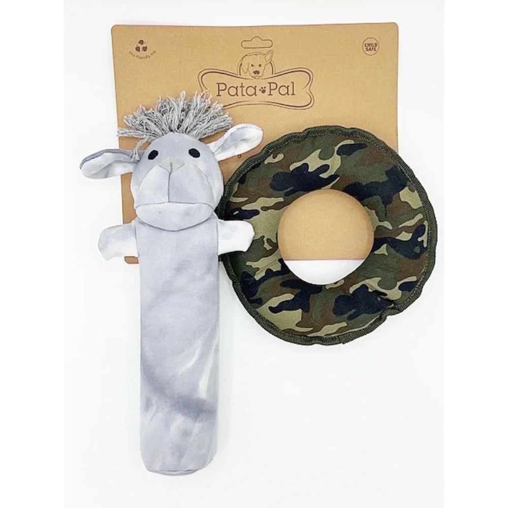 Dog Toy Set – Cotton Canvas – No Microplastics – Camo Disk & Labby-Dosk & Labby-Do