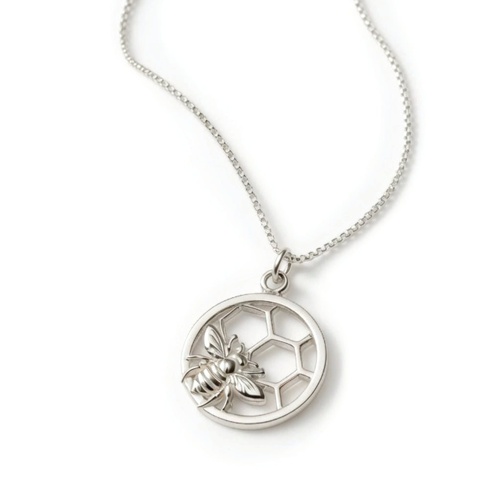 Bee Circle Necklace Sterling Silver