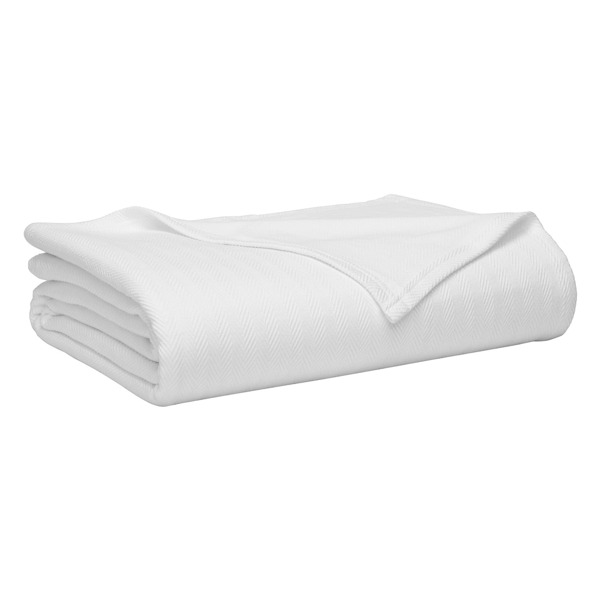 BL-865-11096_8|Elegantly folded white herringbone pattern blanket, soft and inviting, a versatile throw for any bed or sofa.