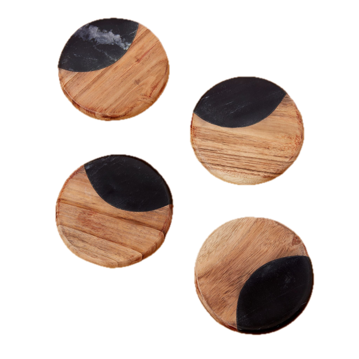 Helena Black Marble Round Coasters, Set of 4