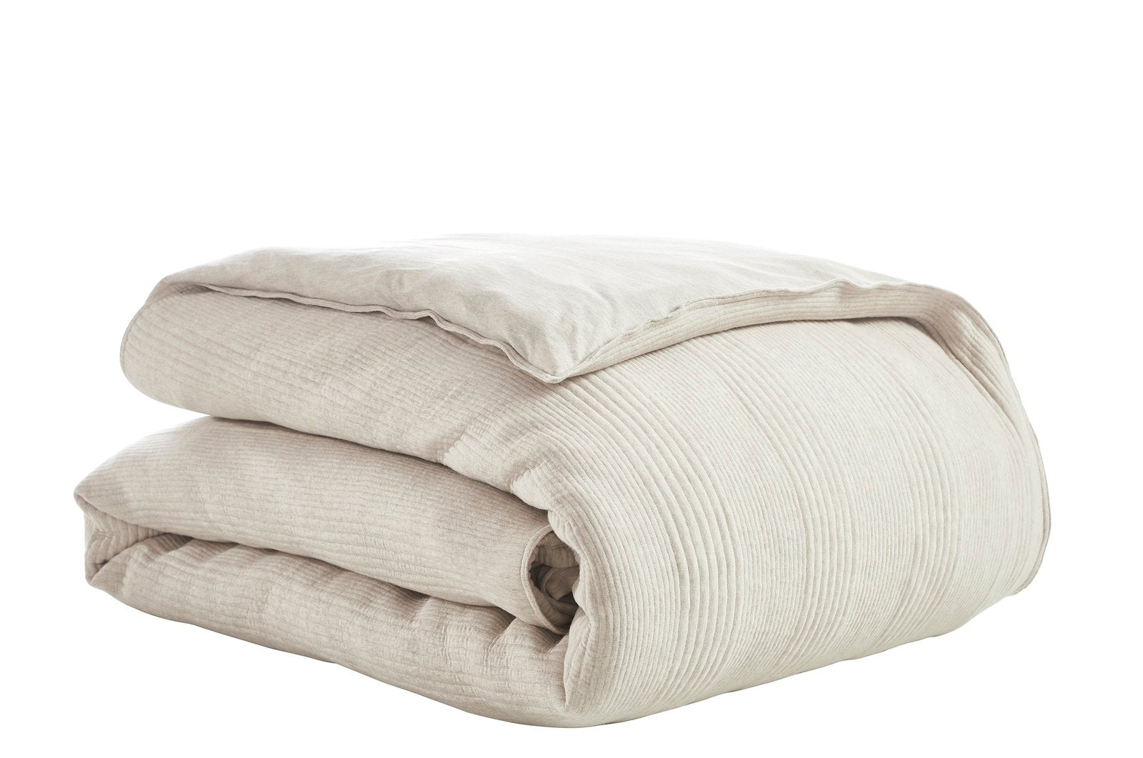 DT-040-9092_6|Soft light beige ribbed duvet cover, cozy textured fabric for comfortable modern bedding. Natural aesthetic.