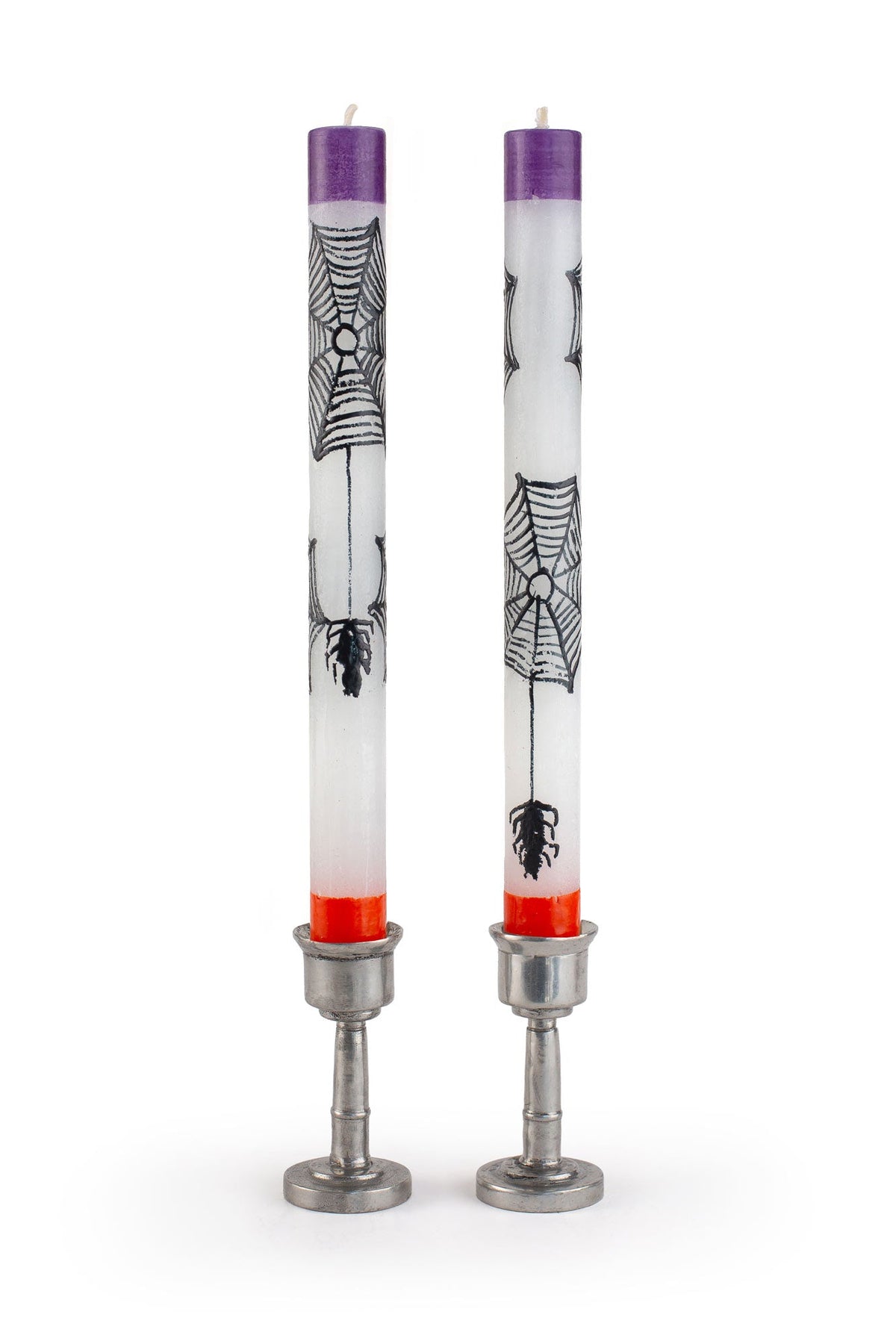 Halloween Candle - 9" Taper Pair - Spiders