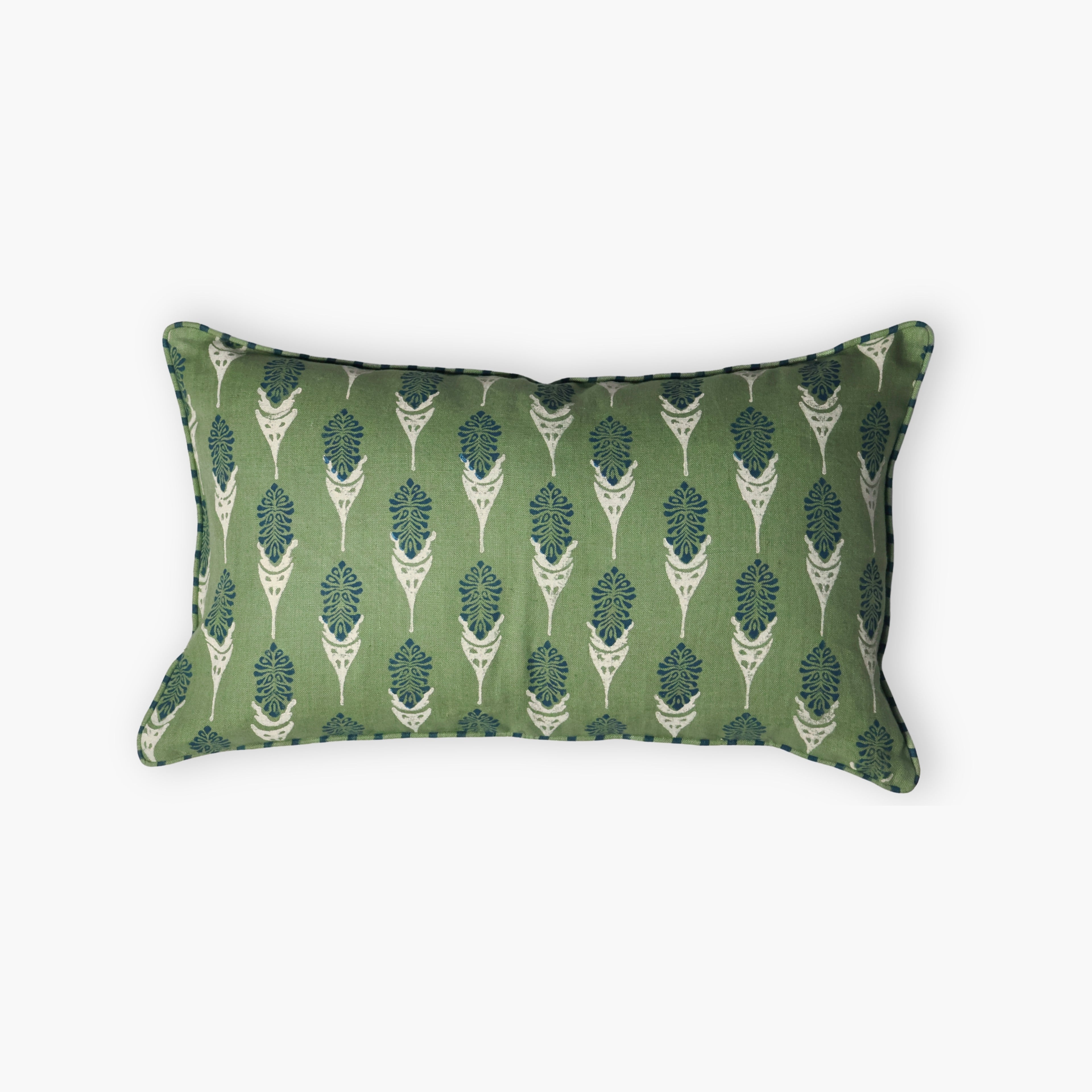 Bahaar Lumbar Throw Pillow Cover - Oil Green