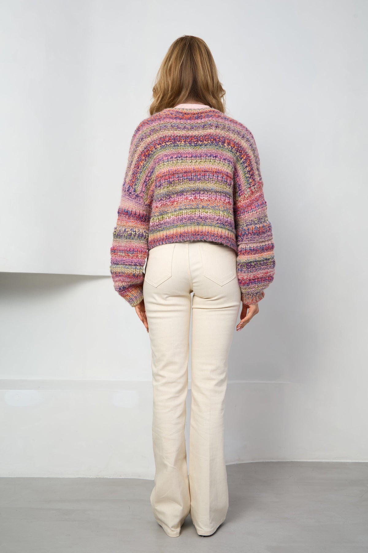 Multicolored Crop Knit Cardigan - Multi