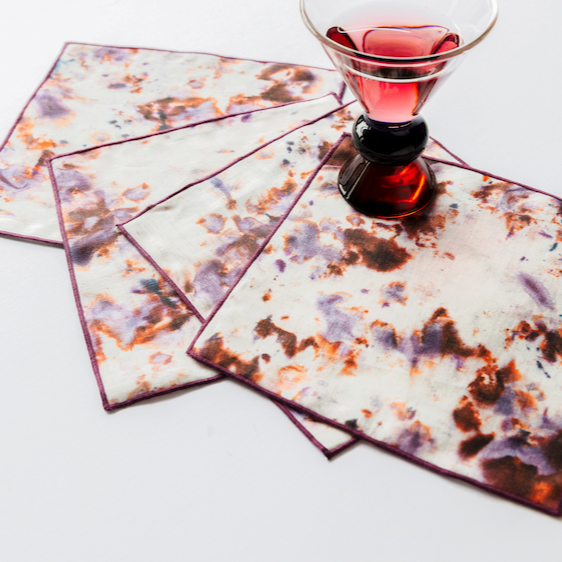 Rose Marble cocktail napkins styled at drinks party setting - Goldie Home