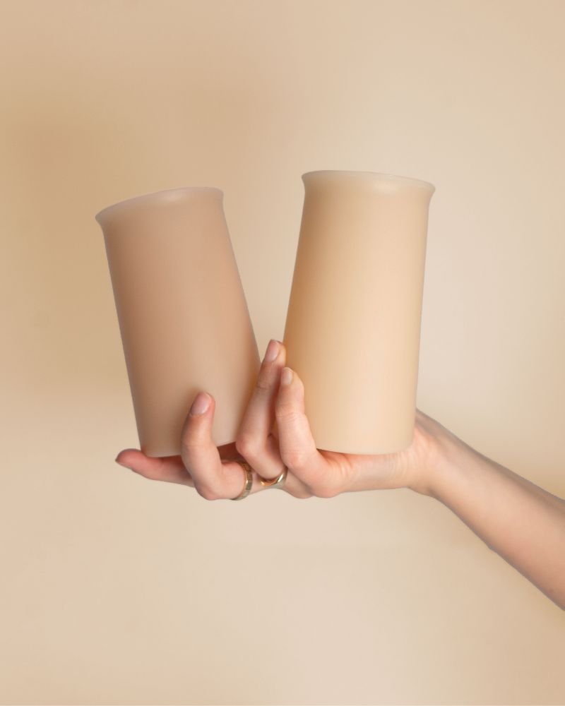 wheat + oat | stegg | silicone unbreakable highball glasses - porter green | style + sustainability
