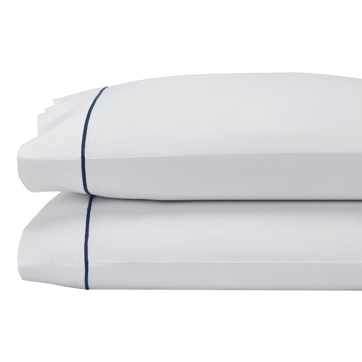 ASP-532-2032_2|White 100% cotton pillow sham with light green flanged border and a matching white cotton pillowcase with light green piping.