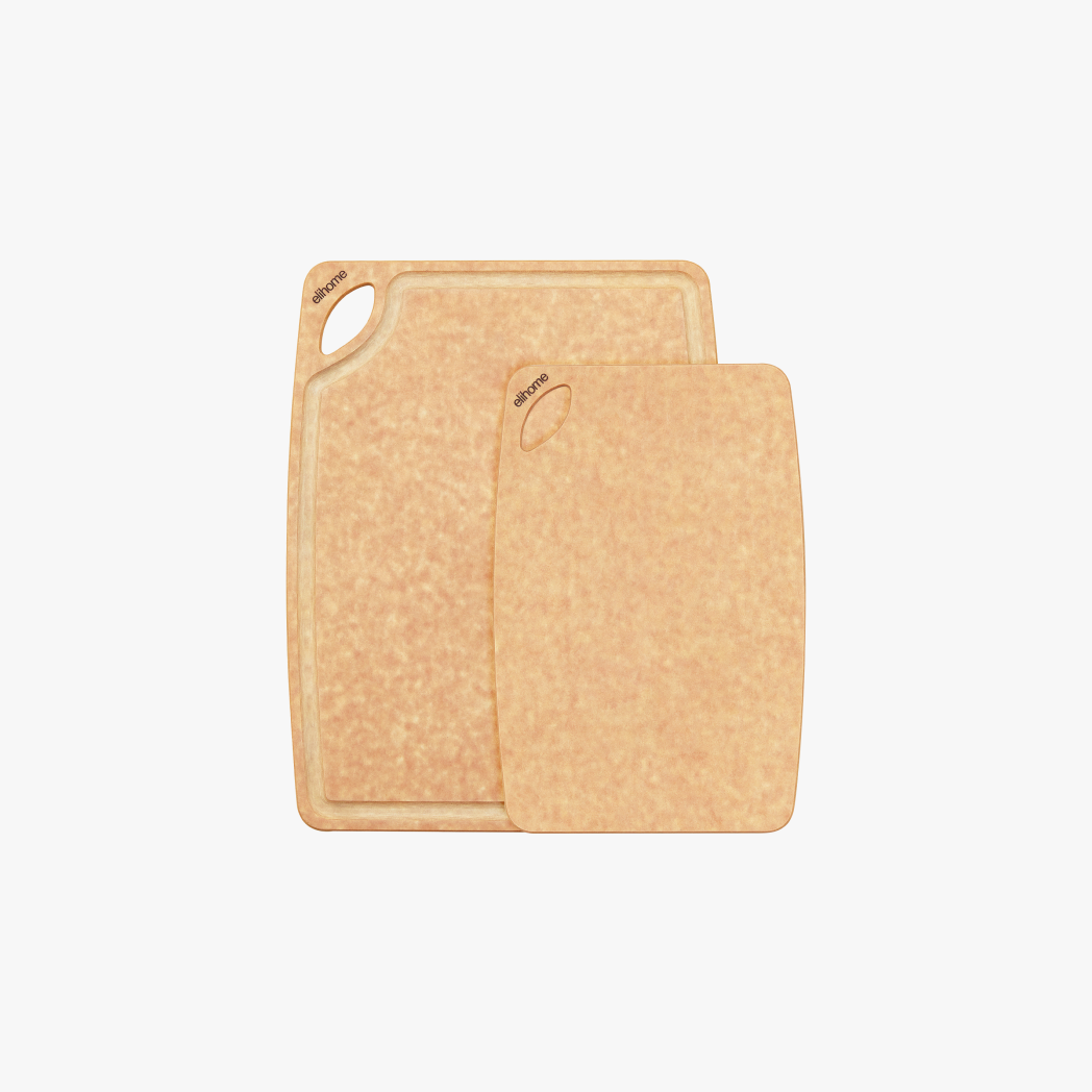 Elihome Classic Series 2 Piece Cutting Board Set (S+M) - wood fiber cutting board set with juice grooves