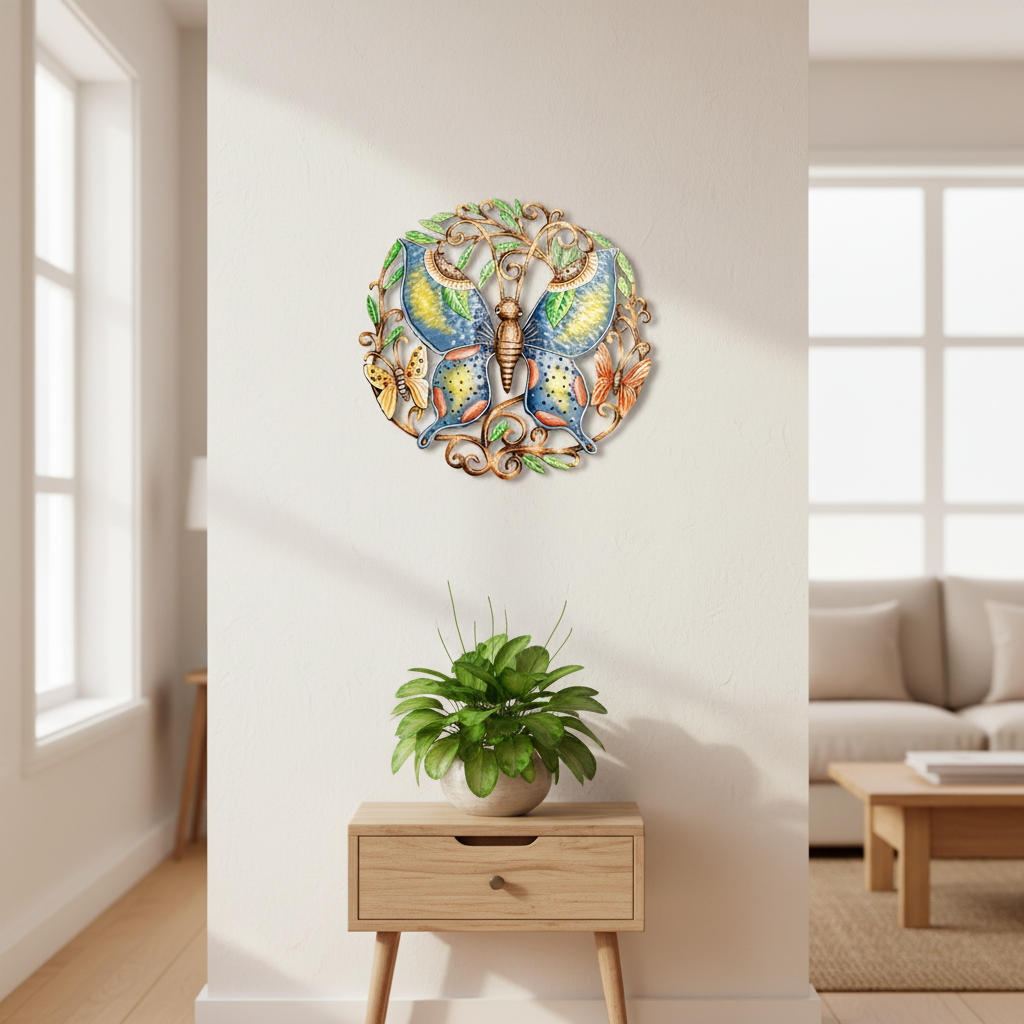 Painted Butterfly Queen displayed in a bright living room interior