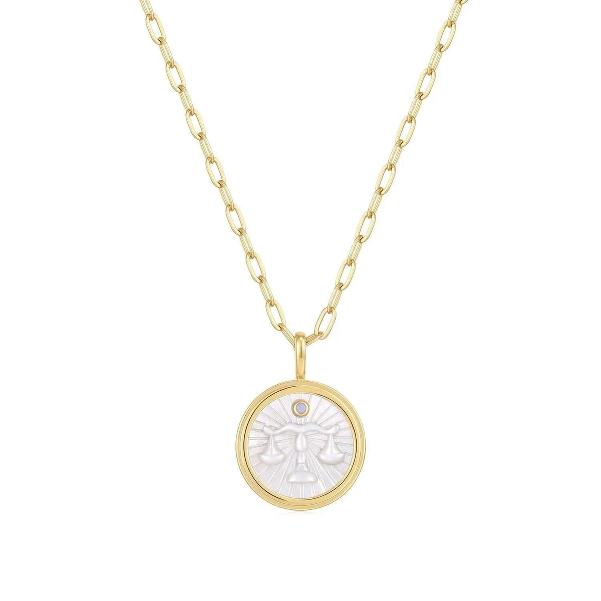 Gold chain necklace with Libra pendant from Zodiac Libra Mother Of Pearl Collection