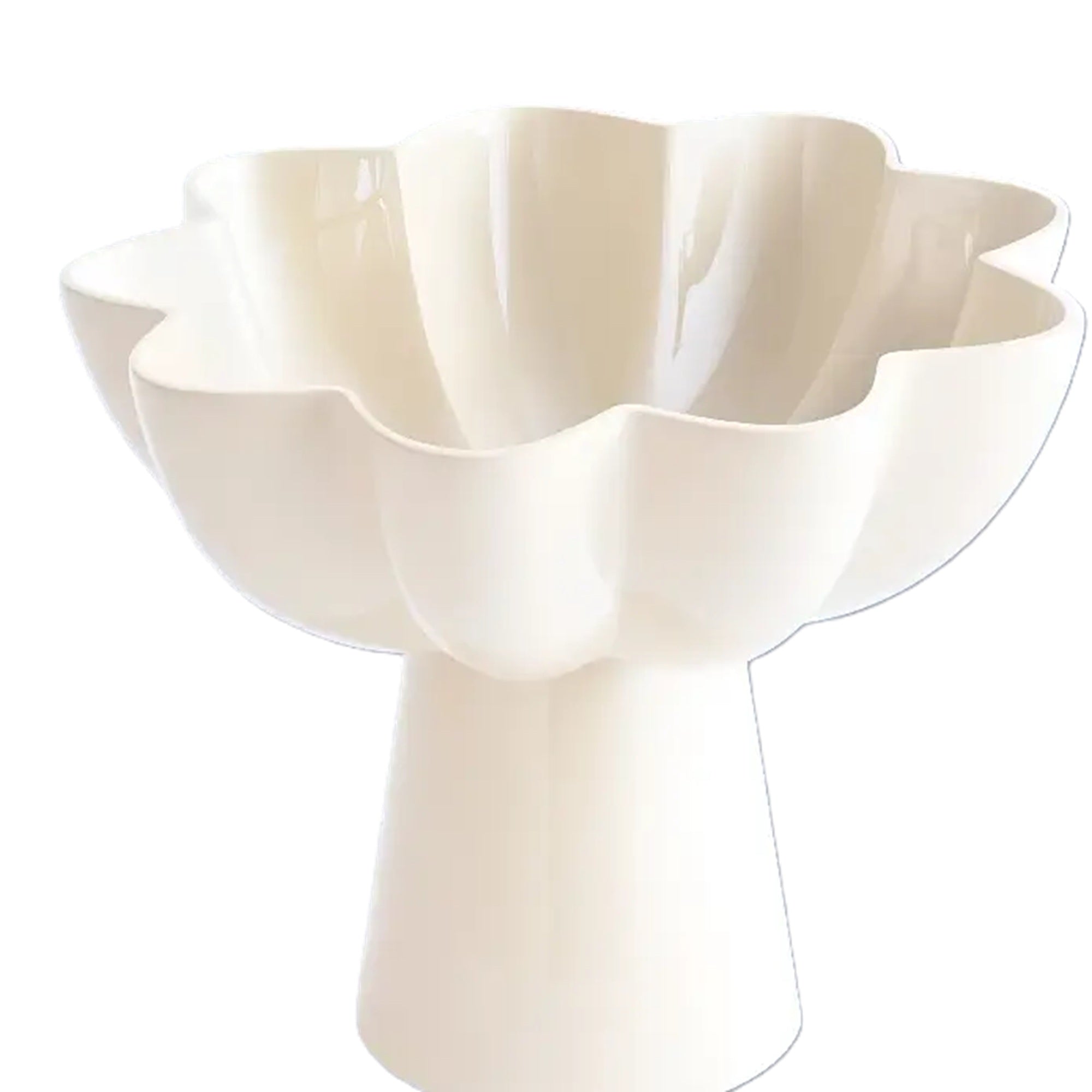 White Pedestal Aluminum Bowl | Modern Sculptural Décor