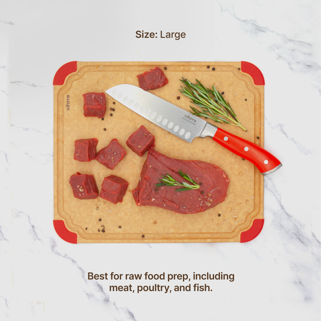 Large board in the Elihome Premium Series 4 Piece Set - best for raw food prep including meat, poultry, and fish