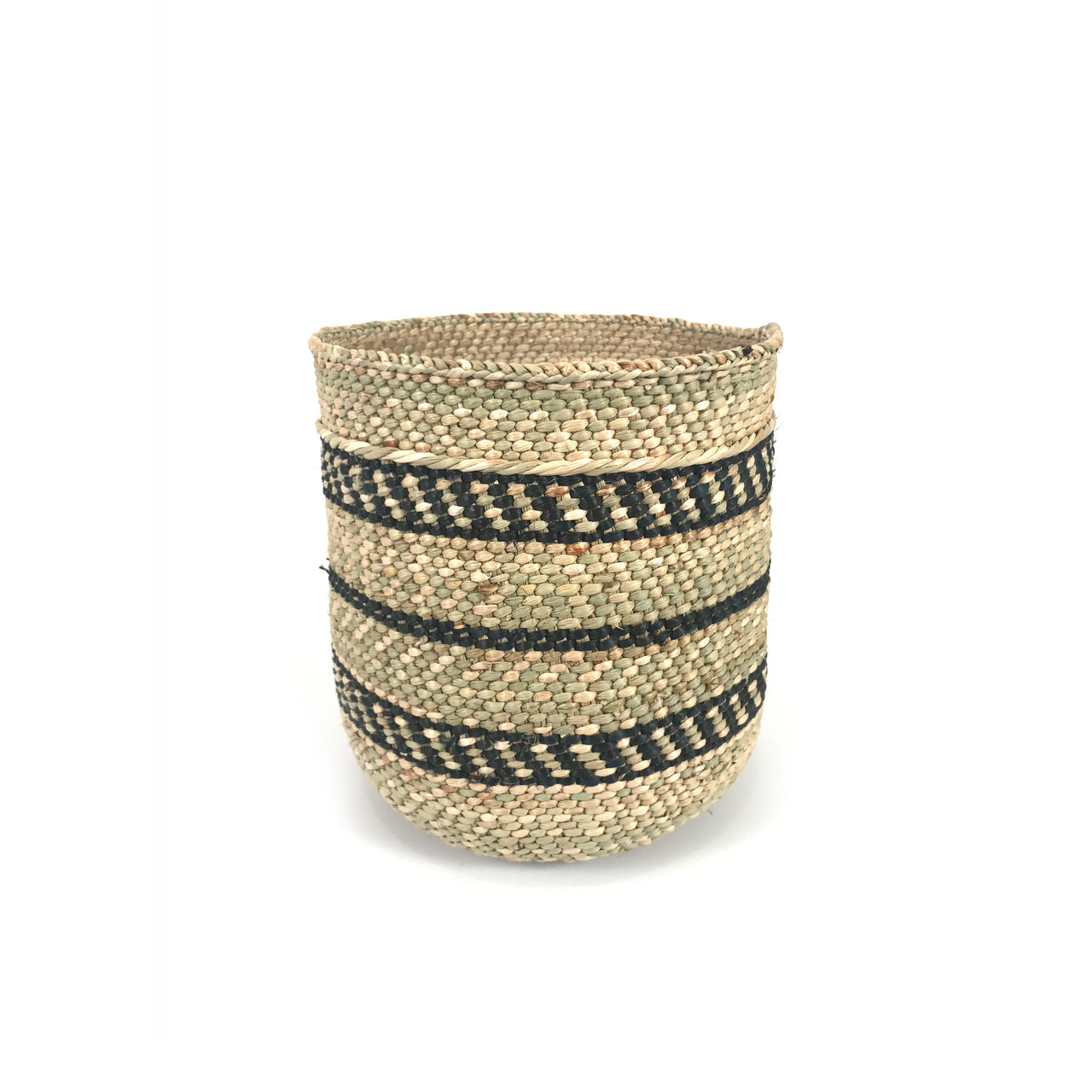 Iringa natural basket with black traditional stripe in extra small size