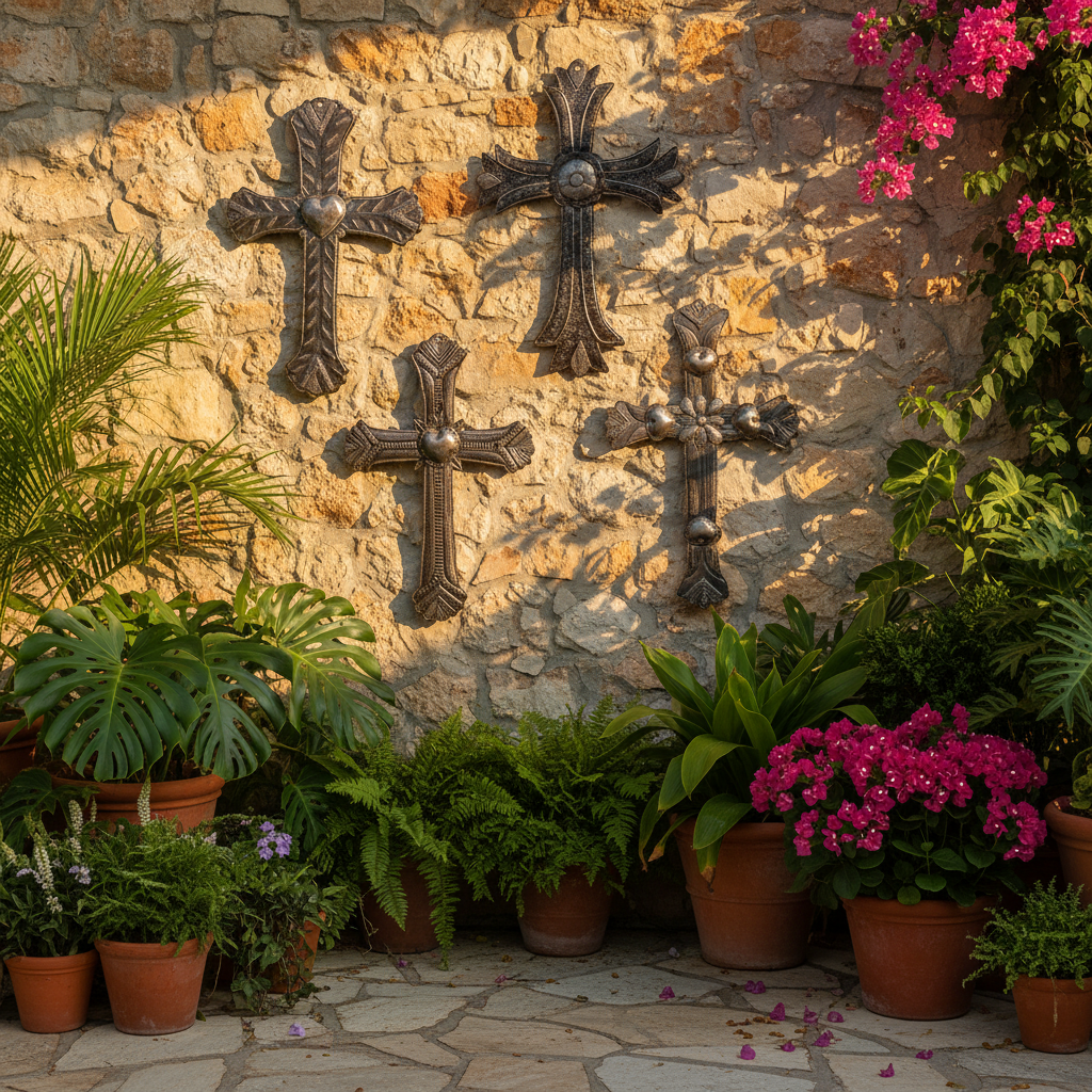 Large Crosses Set of 4 - lifestyle outdoor patio garden