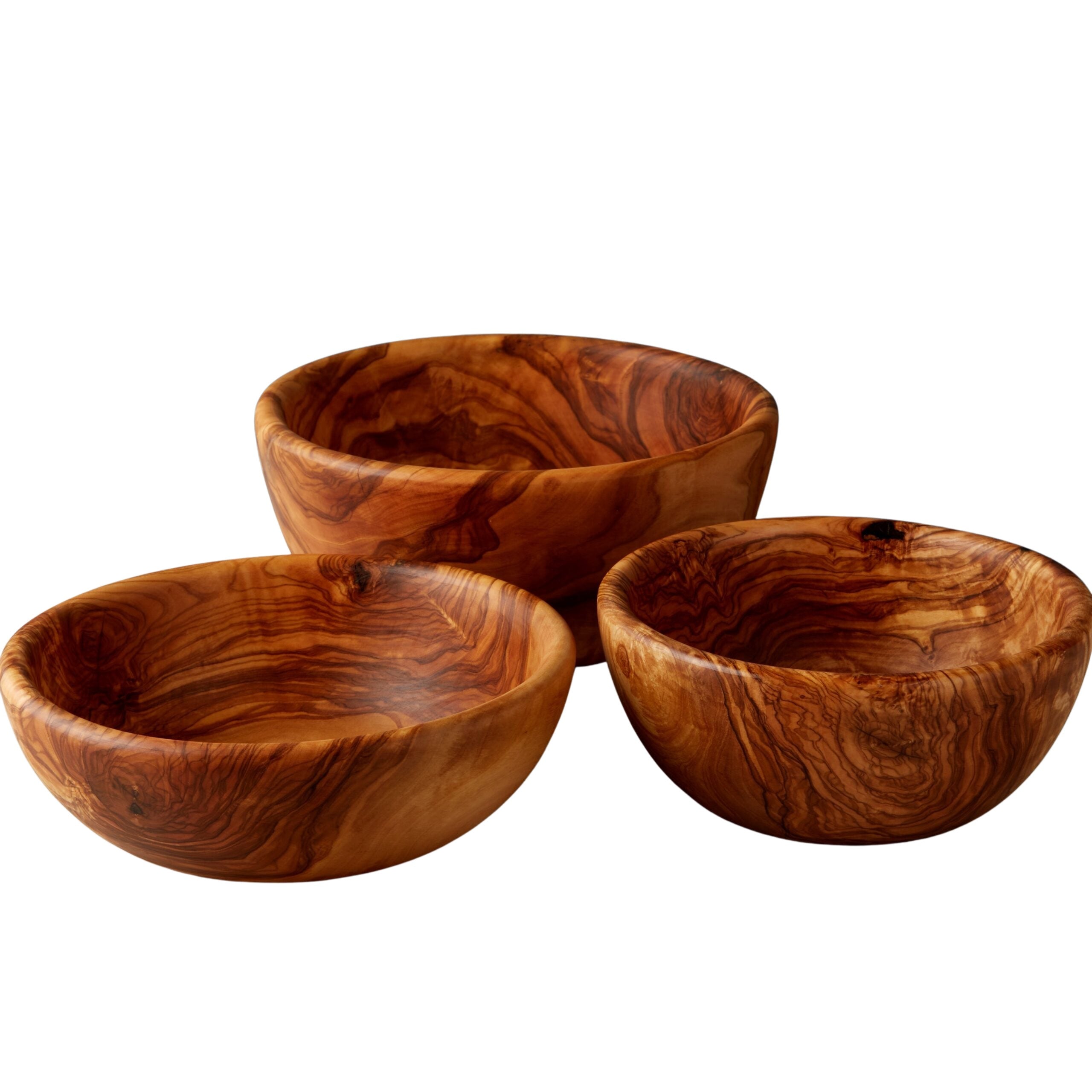 Olive Wood Nesting Salad Bowls, Set of 3